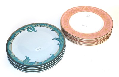 Lot 37 - A set of eight Royal Worcester Balmoral pattern plates; and a set of four Rosenthal Versace...