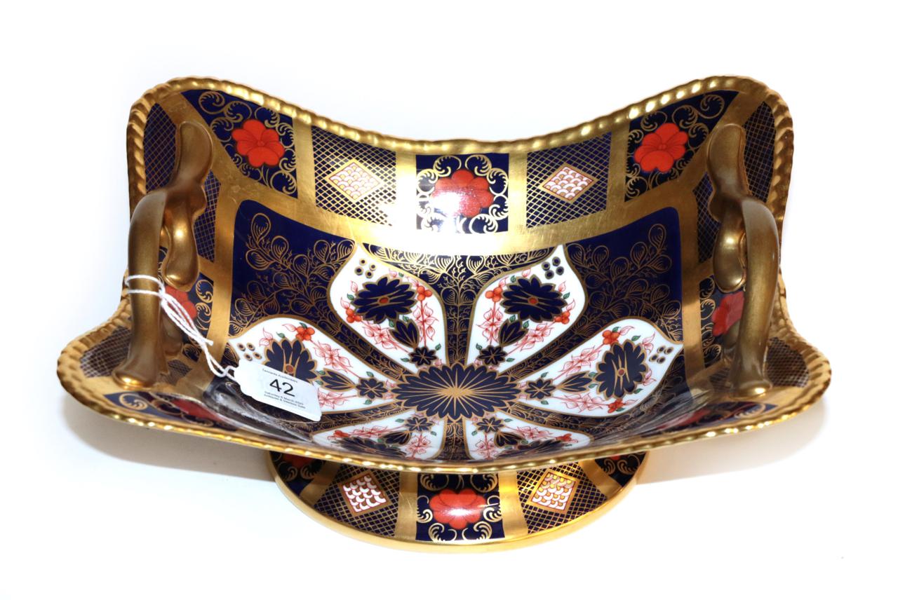 Lot 42 - A Royal Crown Derby twin-handled Imari pattern bowl