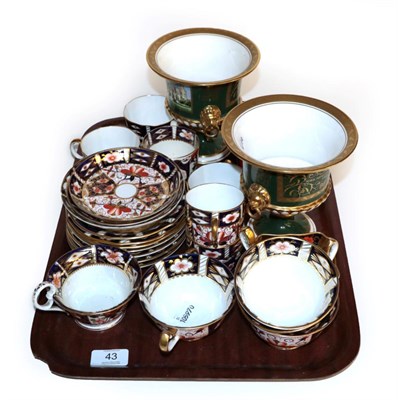 Lot 43 - A selection of Royal Crown Derby coffee/tea cups and saucers etc; and a pair of limited edition...