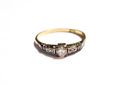 Lot 60 - A diamond solitaire ring with diamond set shoulders, stamped '18CT', finger size N1/2