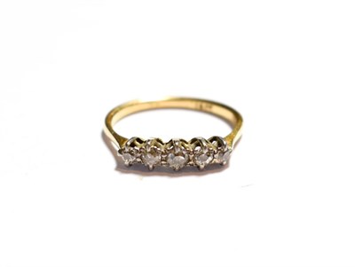 Lot 101 - A diamond five stone ring, stamped '18CT', finger size Q