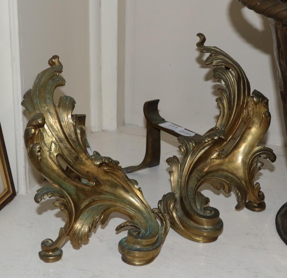 Lot 111 - A pair of French ormolu andirons