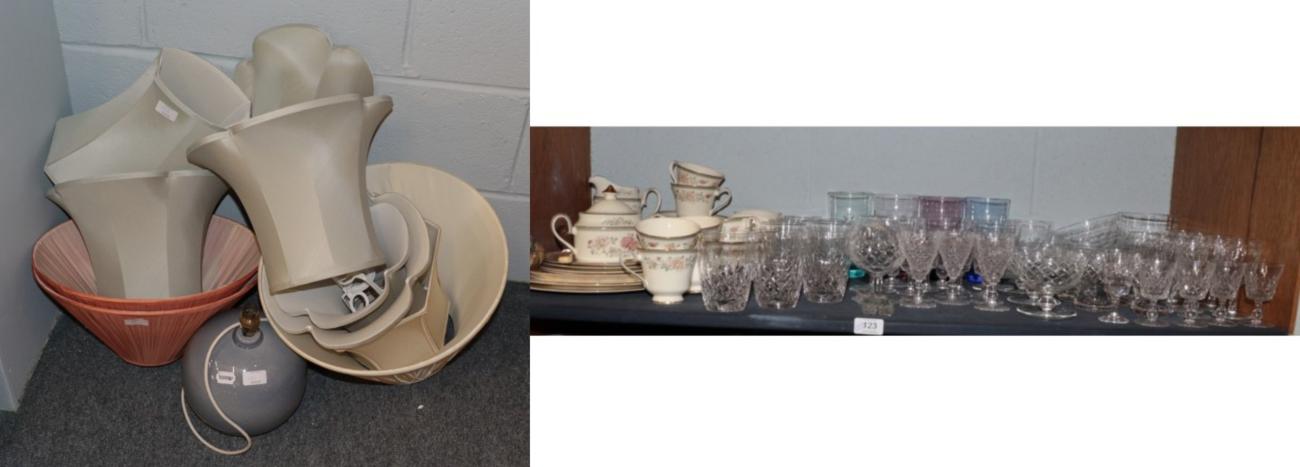 Lot 123 - A Minton tea service; assorted cut glass; lamp and assorted shades; drinking glasses
