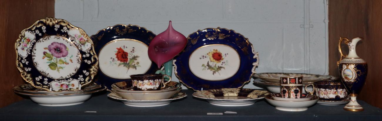 Lot 130 - A glass lily vase; a Coalport small jug; Davenport china; Royal Crown Derby; and other...