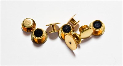 Lot 176 - Four 18 carat gold dress studs; and four onyx dress studs, unmarked