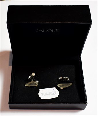 Lot 194 - A pair of Lalique cufflinks, in the form of Victoire hood ornaments, boxed