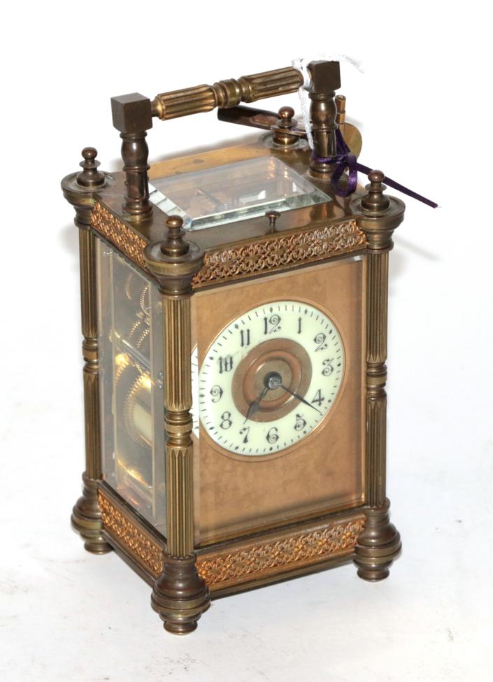 Lot 212 - A brass striking and repeating carriage clock