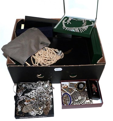 Lot 242 - A large quantity of costume jewellery including simulated pearls; necklace; earring; and ring...