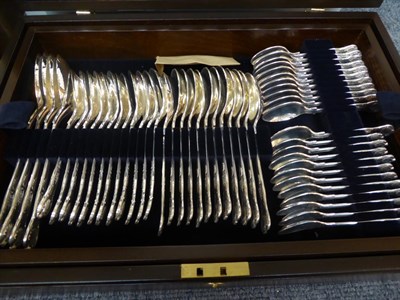 Lot 245 - Silver-plated Kings pattern flatware for approximately twenty-four place settings, housed in...