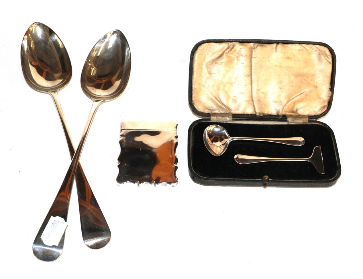 Lot 269 - A pair of George III silver basting-spoons, by William Sumner, London, 1816, Old English...