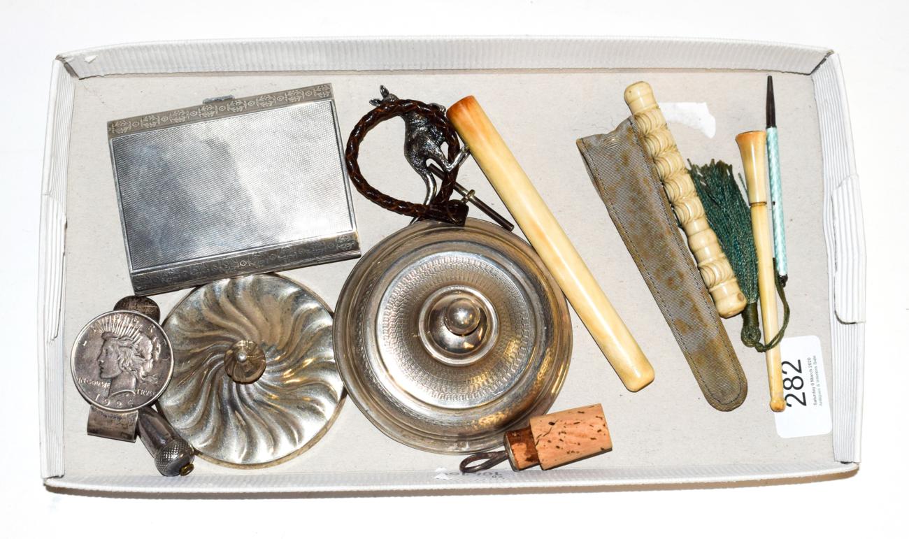 Lot 282 - An Austrian silver cigarette case; together with various early 20th century cheroot holders...