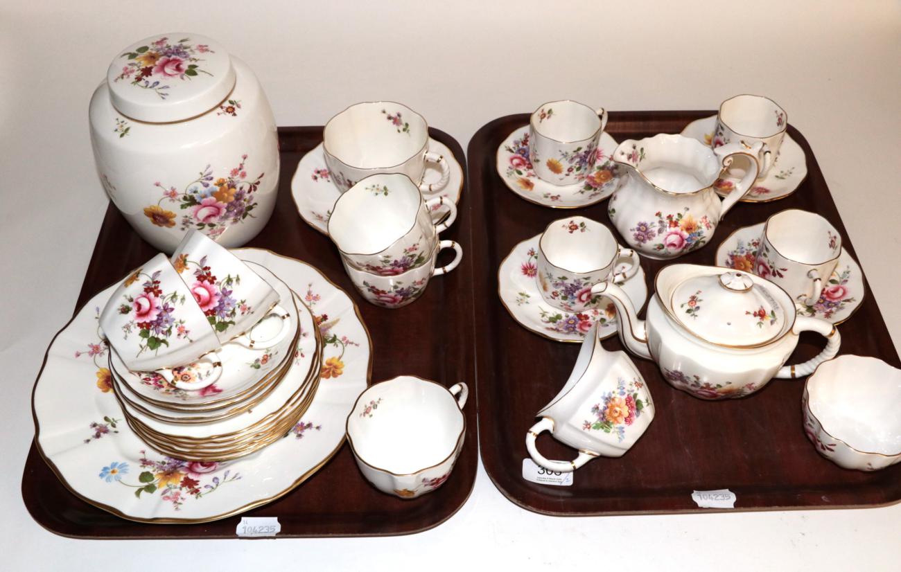 Lot 303 - A Royal Crown Derby 'Derby Posies' pattern part tea and coffee set, comprising teapot, cream...