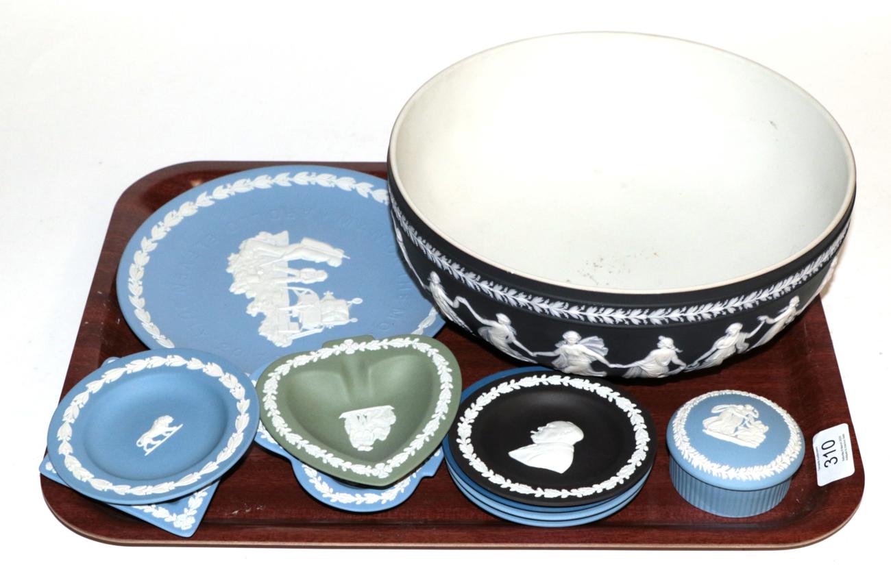 Lot 310 - A large Wedgwood Jasper ware bowl decorated with classical figures; and a quantity of assorted...