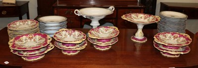 Lot 323 - A Victorian twenty-three piece dessert service; and a Victorian blue and green twenty-one piece...