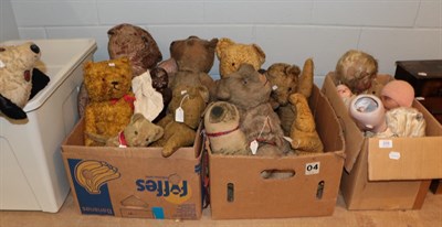 Lot 329 - A quantity of assorted teddy bears and dolls (four boxes)