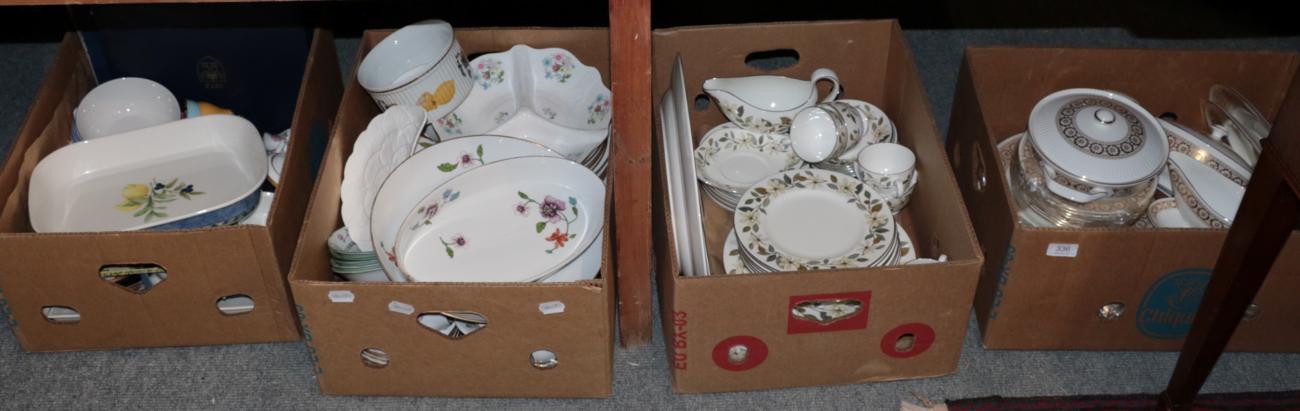 Lot 336 - Four boxes including: Wedgwood Marguerite pattern dinner wares; Royal Worcester Astley pattern...