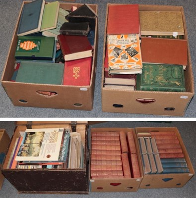 Lot 340 - Four boxes of assorted books including children's Encyclopaedia; together with a box of...