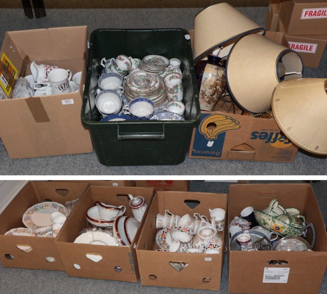 Lot 341 - Seven boxes including: Royal Albert and Paragon tea wares; Wood & Sons Yuan pattern tea wares;...