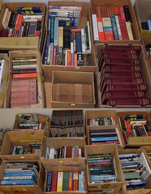 Lot 354 - Seventeen boxes of assorted hardback and paperback books including Aviation and The Illustrated War