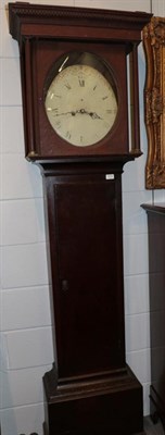 Lot 1216 - ~ An oak eight day oval painted dial longcase clock, signed J.Atkinson, Gateshead