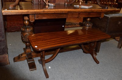 Lot 1231 - A 17th century style oak refectory table; and a reproduction coffee table (2)