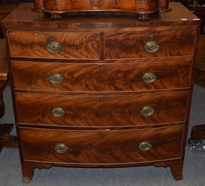 Lot 1235 - A late George III mahogany bow fronted chest, 108cm wide