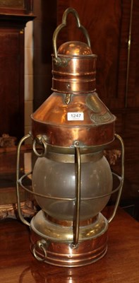 Lot 1247 - A copper ship's lantern labelled 'Anchor' and 'The Great Grimsby Coal, Salt and Tanning Company'