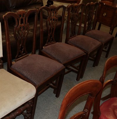 Lot 1251 - A set of four 19th century Chippendale style dining chairs
