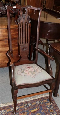 Lot 1270 - An unusual Edwardian high backed chair in the George III style
