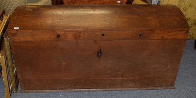 Lot 1375 - An 18th century Continental oak dome top chest with key, 159cm wide