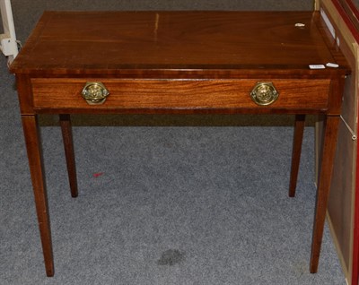 Lot 1376 - A George III mahogany and ebony strung side table, fitted one drawer, 87cm wide