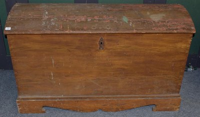 Lot 1383 - A 19th century pine dome top chest, with carrying handles to the sides, 140cm wide