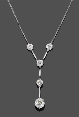 Lot 1006 - An Early 20th Century Diamond Necklace, comprised of five old cut diamonds forming a Y-shaped drop