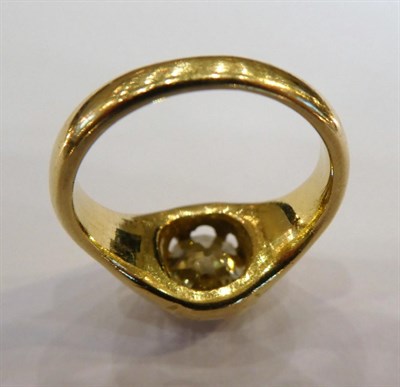 Lot 1030 - A 14 Carat Gold Gentleman's Diamond Solitaire Ring, the old cut diamond in a yellow claw...