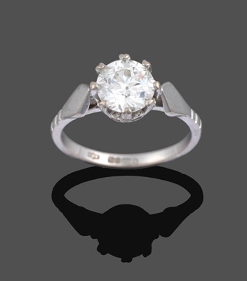 Lot 1083 - An 18 Carat White Gold Diamond Solitaire Ring, the round brilliant cut diamond in a claw...