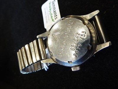 Lot 1161 - A British Military Royal Air Force Stainless Steel Centre Seconds Wristwatch, signed Omega,...