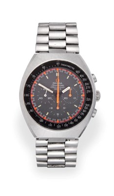 Lot 1173 - A Stainless Steel Chronograph Wristwatch, signed Omega, model: Speedmaster Professional Mark...