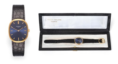 Lot 1176 - An 18 Carat Gold Wristwatch, signed Patek Philippe, Geneve, model: Golden Ellipse, ref: 3648, circa