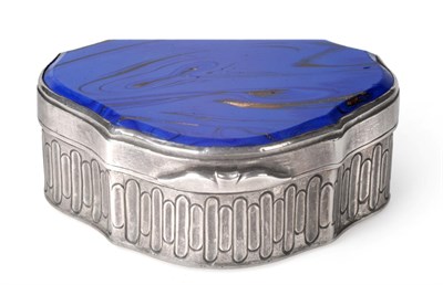 Lot 1191 - A Silver-Mounted Blue Aventurine Glass Snuff-Box, Apparently Unmarked, Circa 1780, cartouche shaped