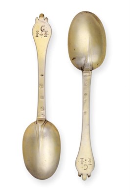 Lot 1193 - A Pair of William and Mary Silver-Gilt Spoons, by Eli Belton, Newcastle, Circa 1690, each with...