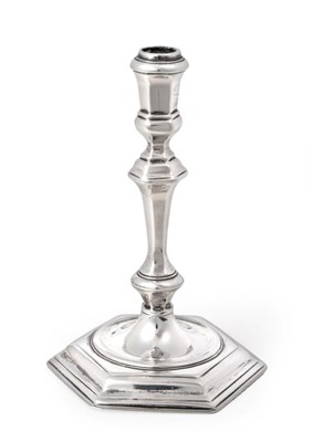 Lot 1195 - A George II Silver Taper-Candlestick, by David Green, London, 1727, on hexagonal base, the tapering