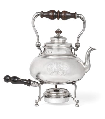 Lot 1196 - A Queen Anne Silver Kettle, Stand and Lamp, The Kettle by Isaac Dighton, London, 1705, The...