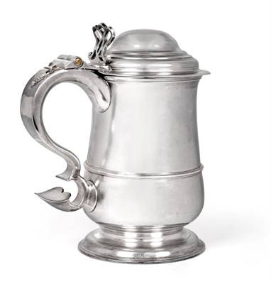 Lot 1197 - A George II Silver Tankard, by John Langlands, Newcastle, 1759, baluster and with reeded band,...