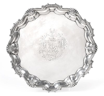 Lot 1199 - A George II Silver Salver, by William Hunter, London, 1750, shaped circular and with shell and...