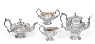 Lot 1222 - A Four-Piece George IV Silver Tea and Coffee-Service, by John Edward Terry, London, 1824, The...