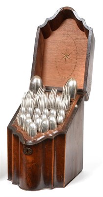 Lot 1235 - A Set of Twelve George V Silver Table-Spoons and Twelve Dessert-Spoons in a George III Mahogany...