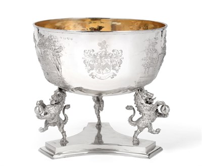 Lot 1239 - A Victorian Silver Presentation-Bowl, by John Bodman Carrington, London, 1892, the cylindrical bowl