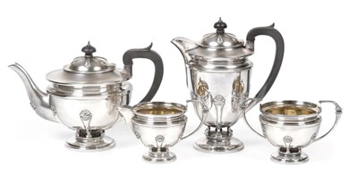 Lot 1243 - A Three-Piece George V Silver Tea-Service and a Hot-Water Jug En Suite, The Tea-Service by S...