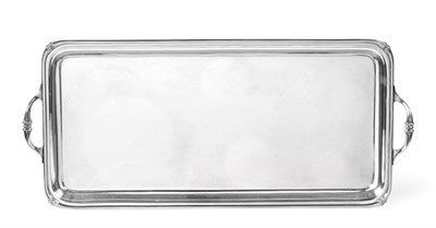 Lot 1244 - A George V Silver Tray, by Henry Atkin, Sheffield, 1934, oblong and with reeded corners and two...