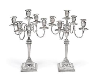 Lot 1245 - A Pair of Victorian Silver Five-Light Candelabra, by James Kebberling Bembridge, Sheffield,...